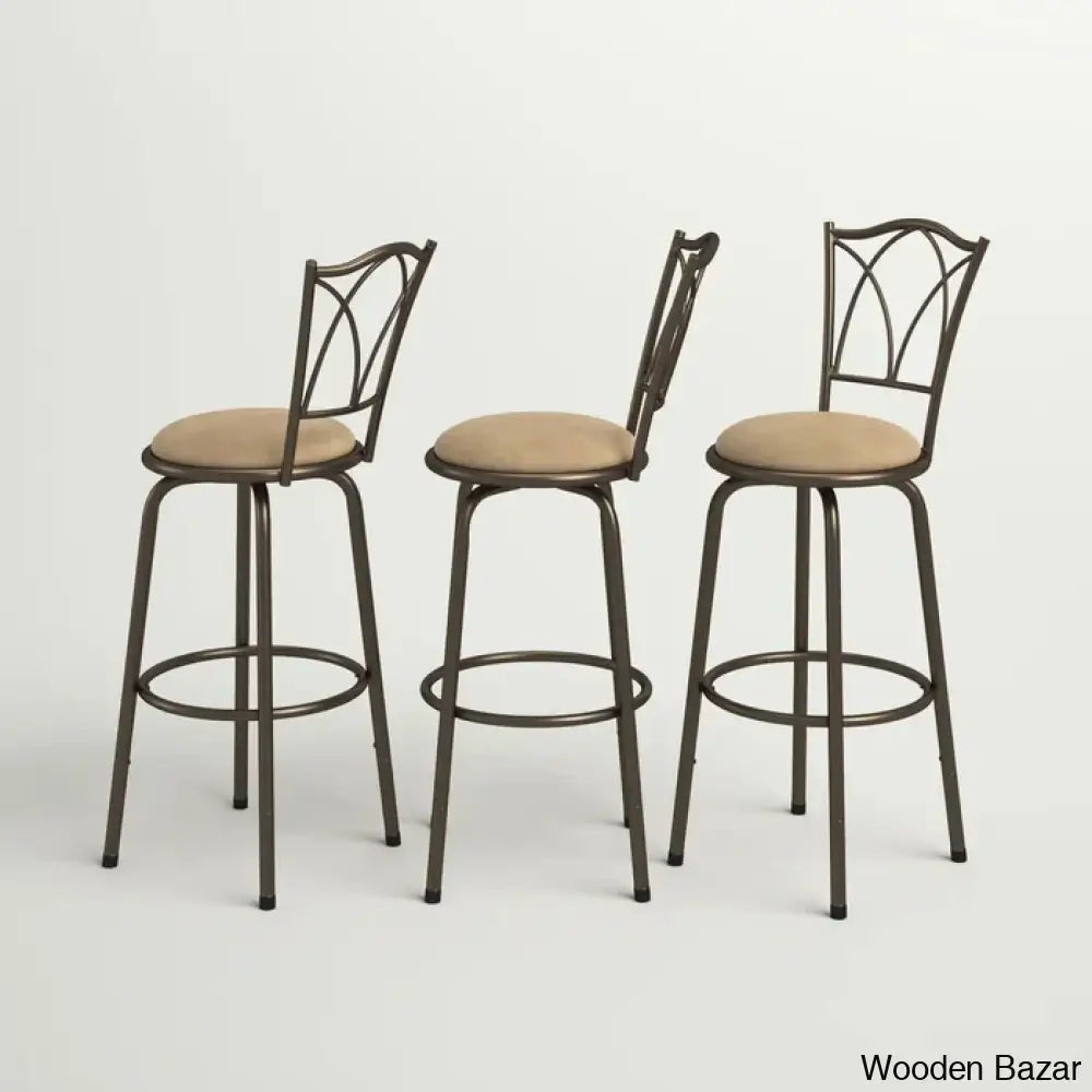 Baschen Swivel Upholstered Adjustable Height Counter And Bar Stool With Metal Frame (Set Of 3)