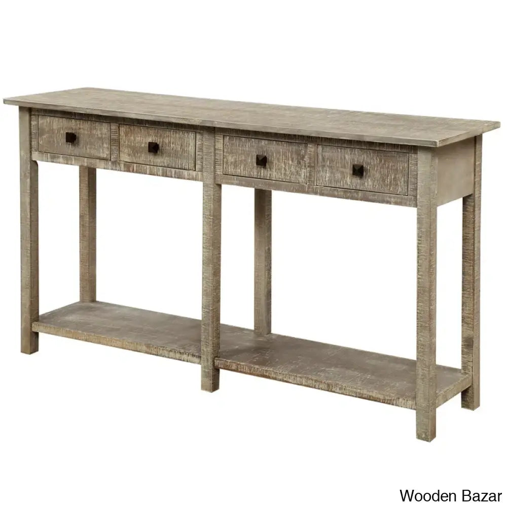 Batotana 59’’ Rustic Distressed Console Table With 4 Drawers And Shelf Entryway Sofa