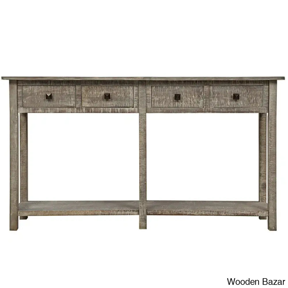 Batotana 59’’ Rustic Distressed Console Table With 4 Drawers And Shelf Entryway Sofa