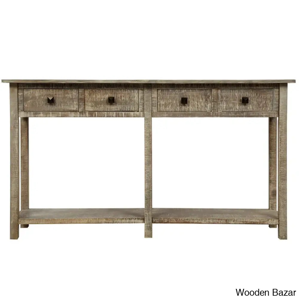 Batotana 59’’ Rustic Distressed Console Table With 4 Drawers And Shelf Entryway Sofa