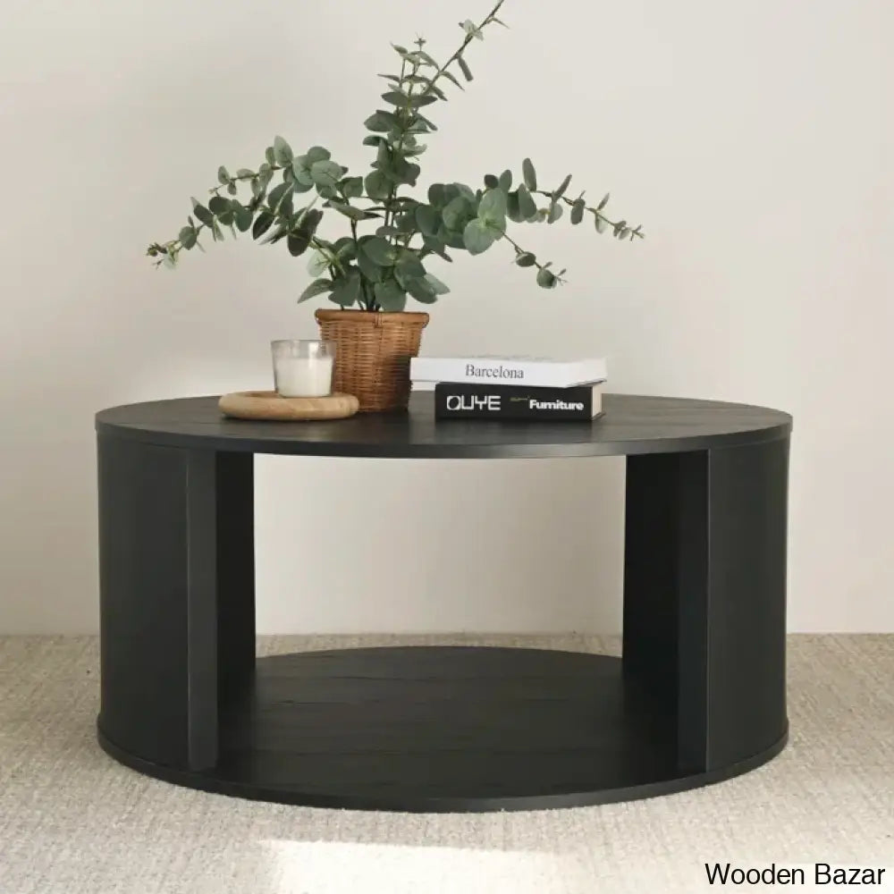 Baxmanic Round 40’’ Storage Floor Shelf Coffee And Center Table