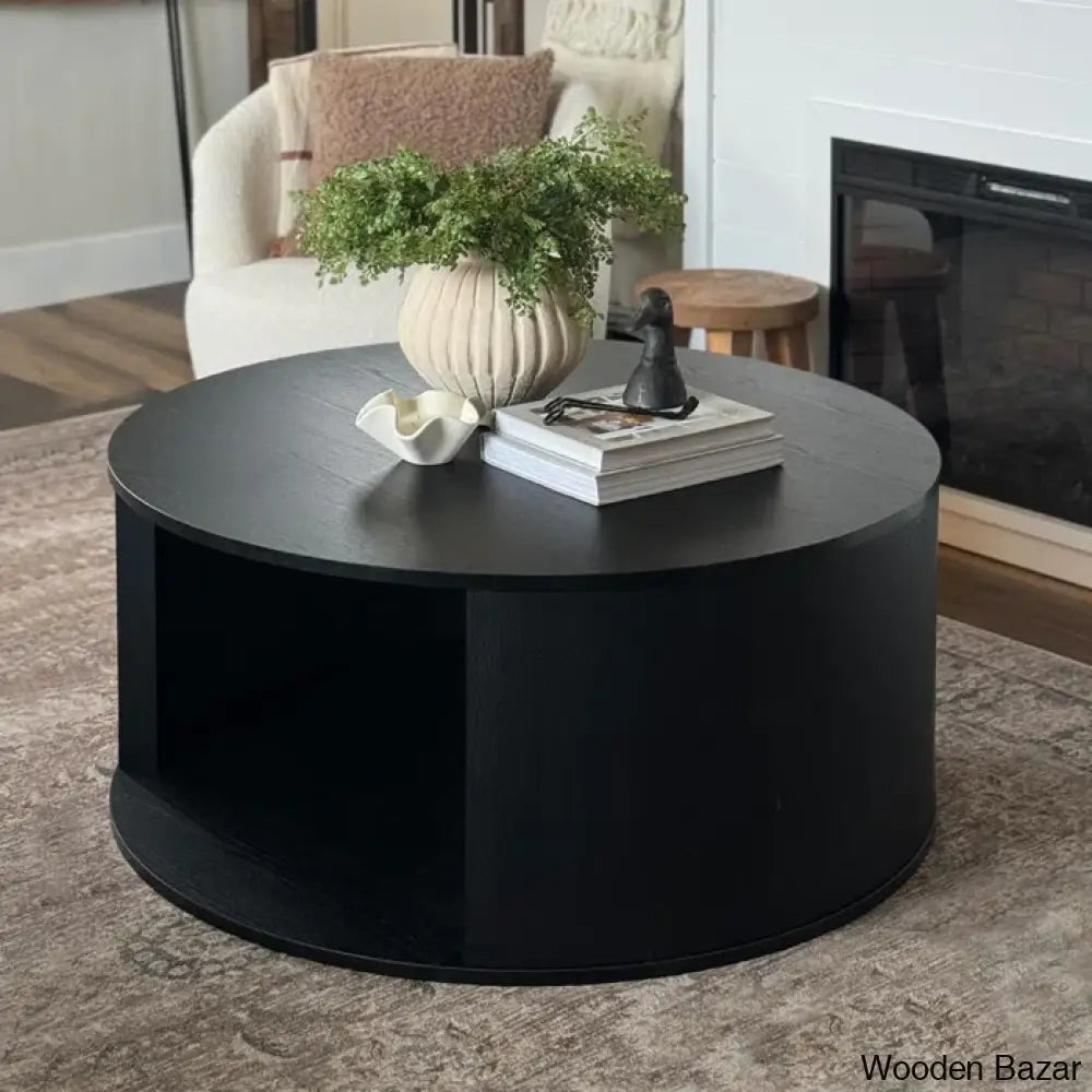 Baxmanic Round 40’’ Storage Floor Shelf Coffee And Center Table