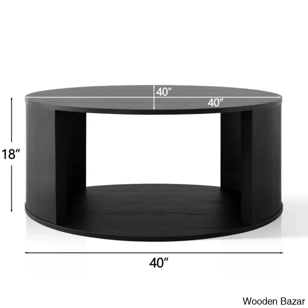 Baxmanic Round 40’’ Storage Floor Shelf Coffee And Center Table