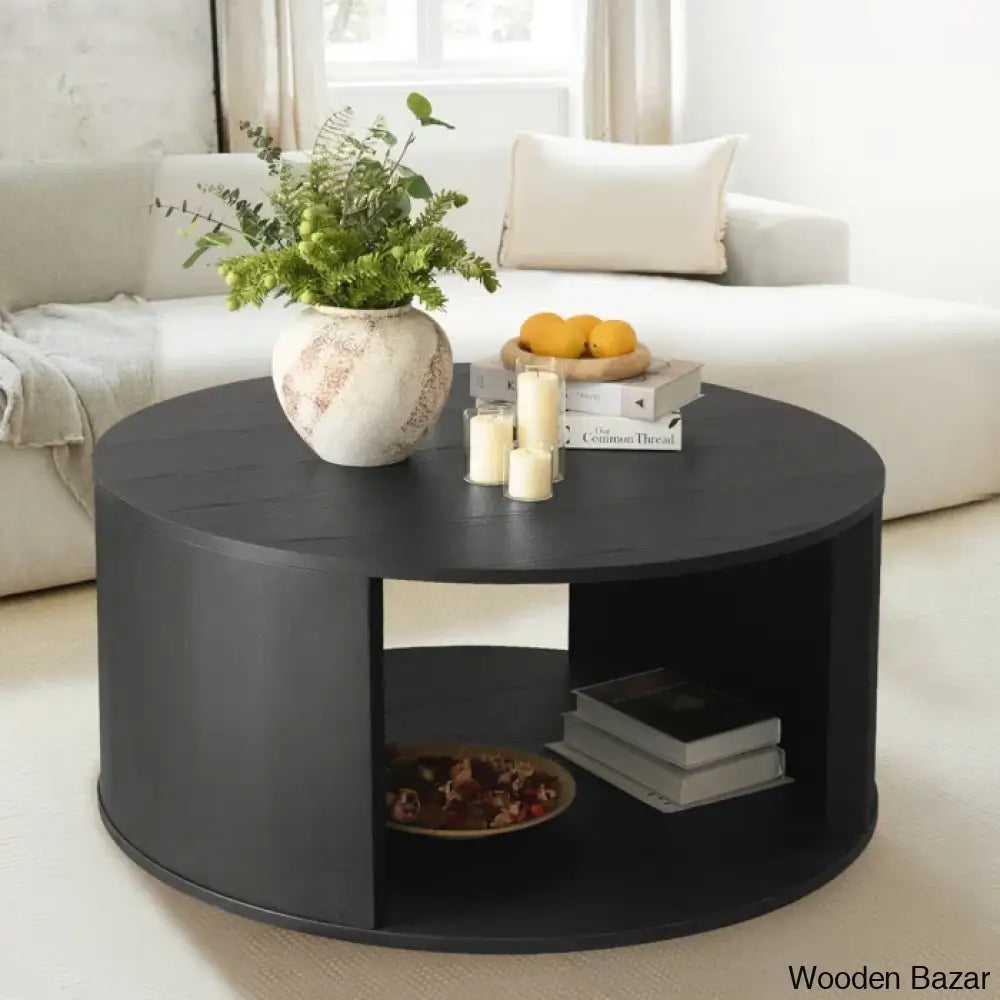 Baxmanic Round 40’’ Storage Floor Shelf Coffee And Center Table