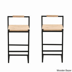 Bay Swivel 2 Paper Rope Woven Counter And Bar Stools With Back (Set Of 2)