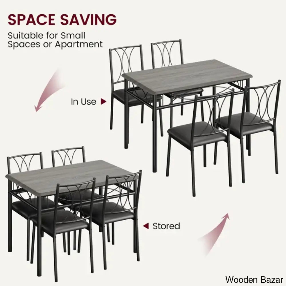 Bayard New 4 Seater Dining Set With Upholstered Chair (Set Of 5)