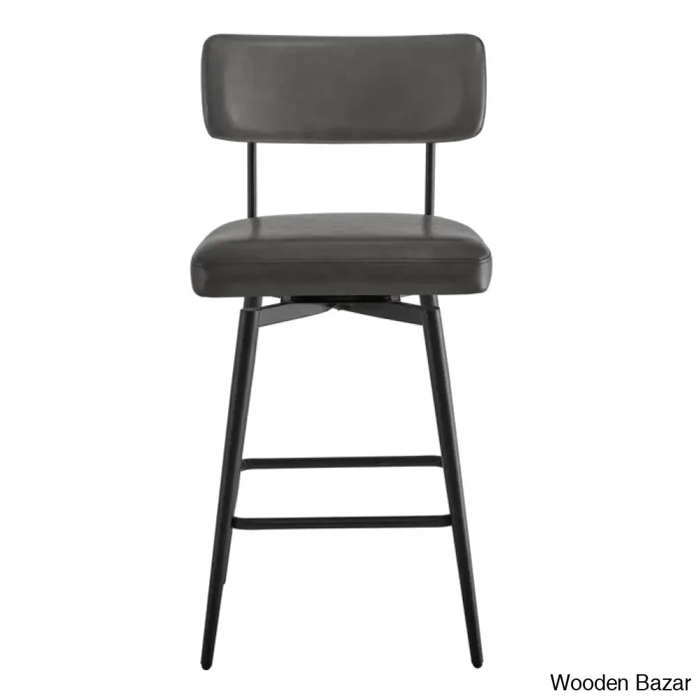 Bayardoz Swivel 27.4’’ Leather Counter And Bar Stool (Set Of 2)