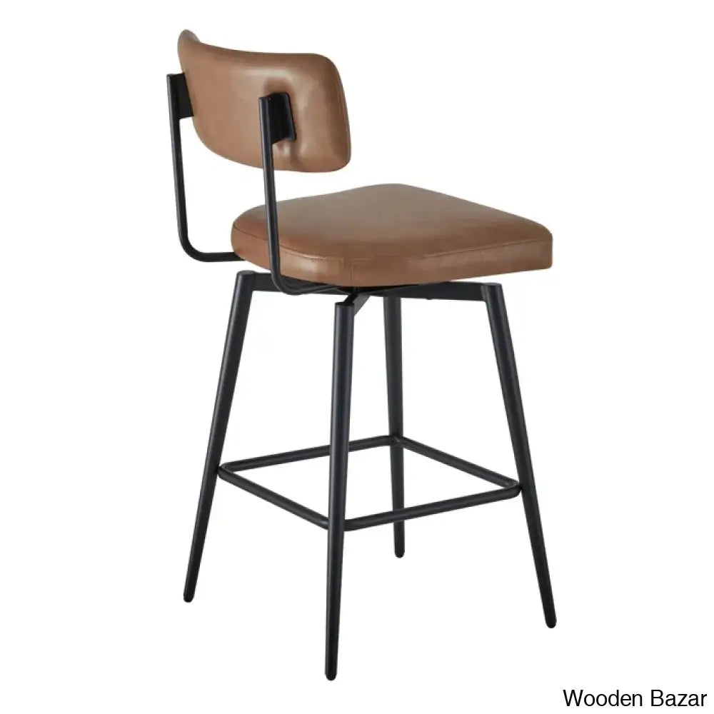 Bayardoz Swivel 27.4’’ Leather Counter And Bar Stool (Set Of 2)