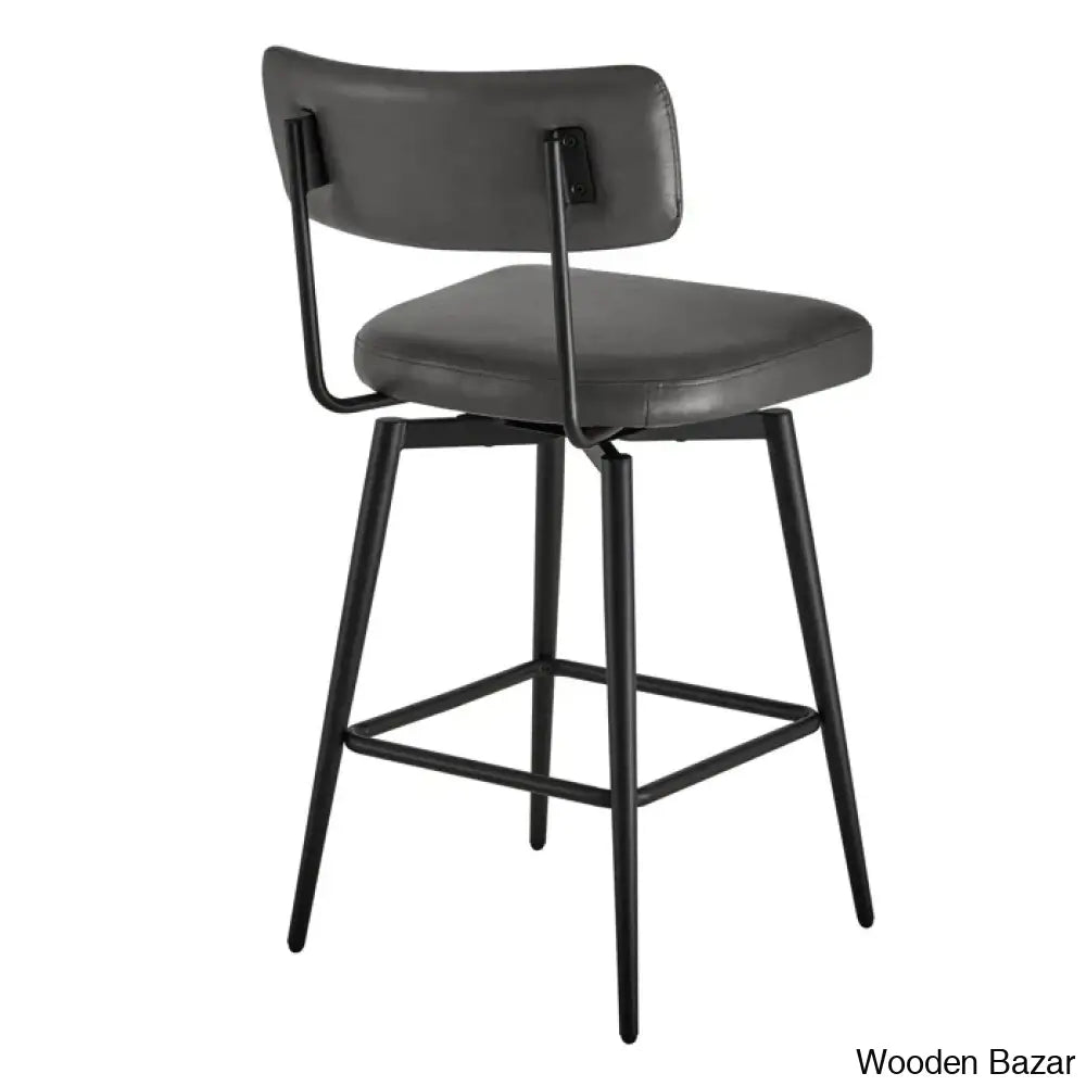 Bayardoz Swivel 27.4’’ Leather Counter And Bar Stool (Set Of 2)