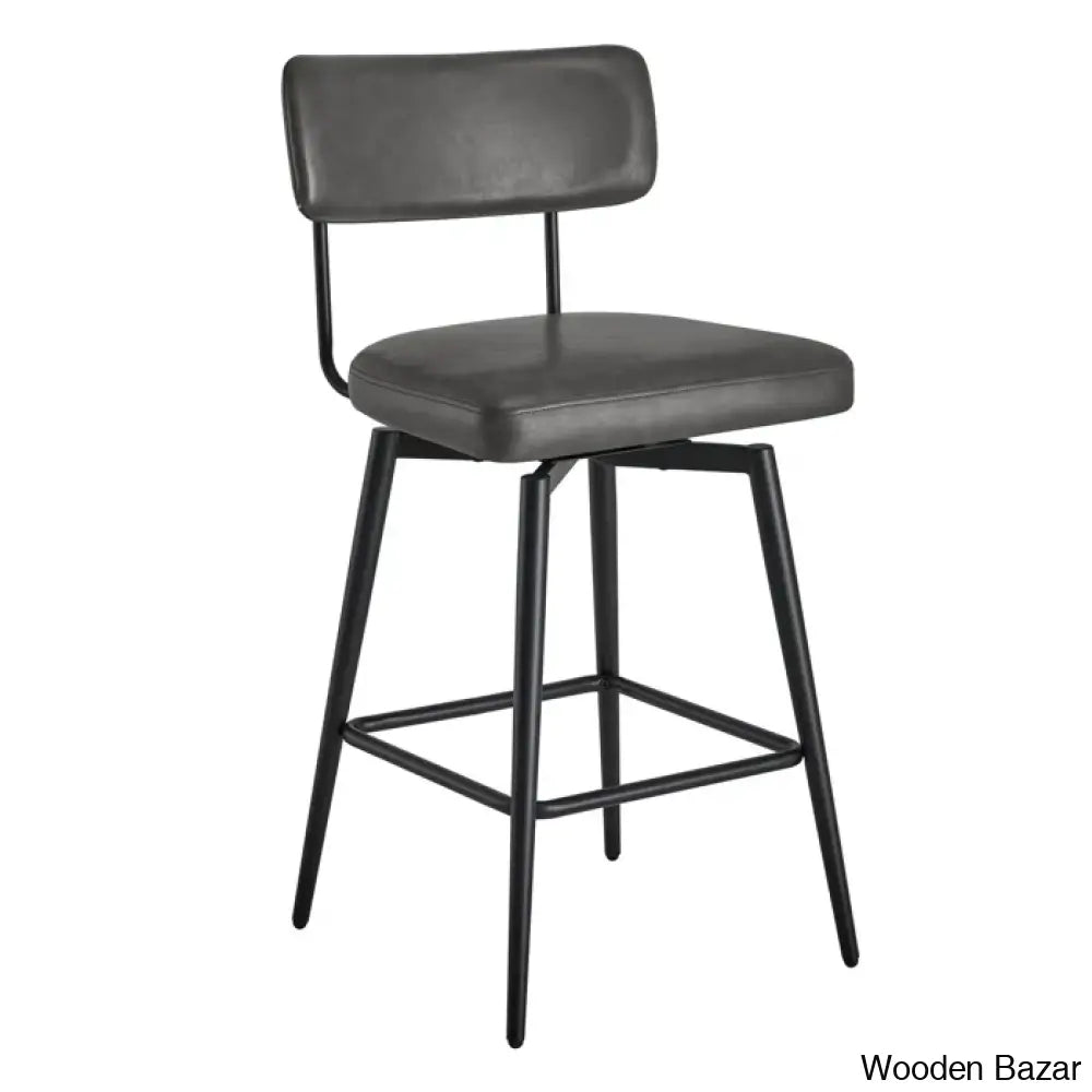 Bayardoz Swivel 27.4’’ Leather Counter And Bar Stool (Set Of 2)