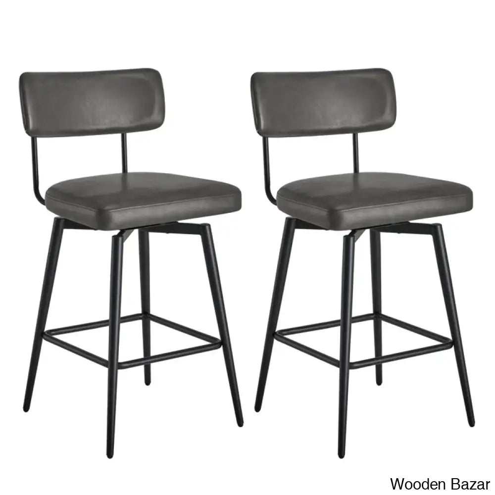 Bayardoz Swivel 27.4’’ Leather Counter And Bar Stool (Set Of 2)