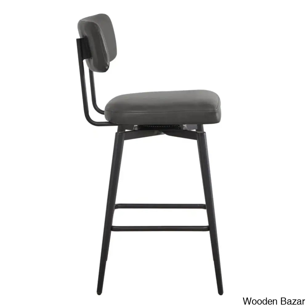 Bayardoz Swivel 27.4’’ Leather Counter And Bar Stool (Set Of 2)