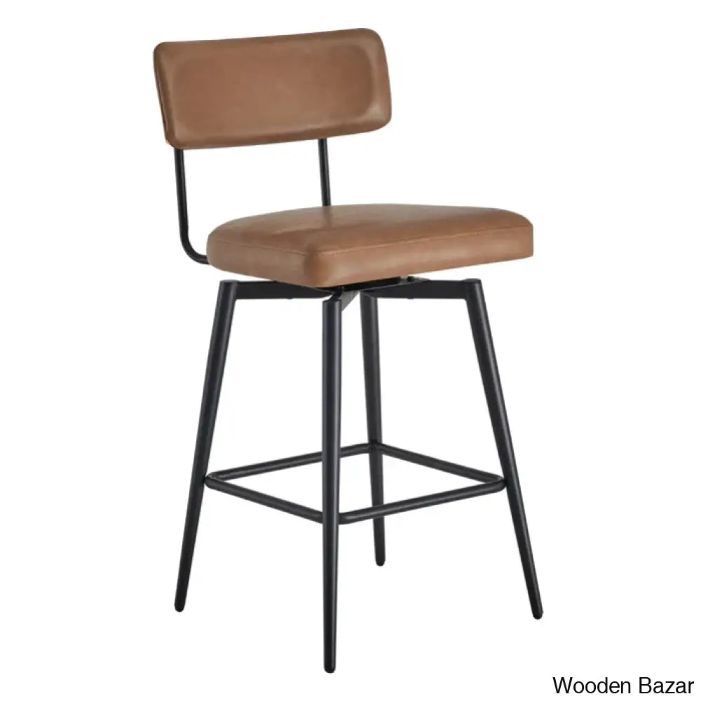 Bayardoz Swivel 27.4’’ Leather Counter And Bar Stool (Set Of 2)