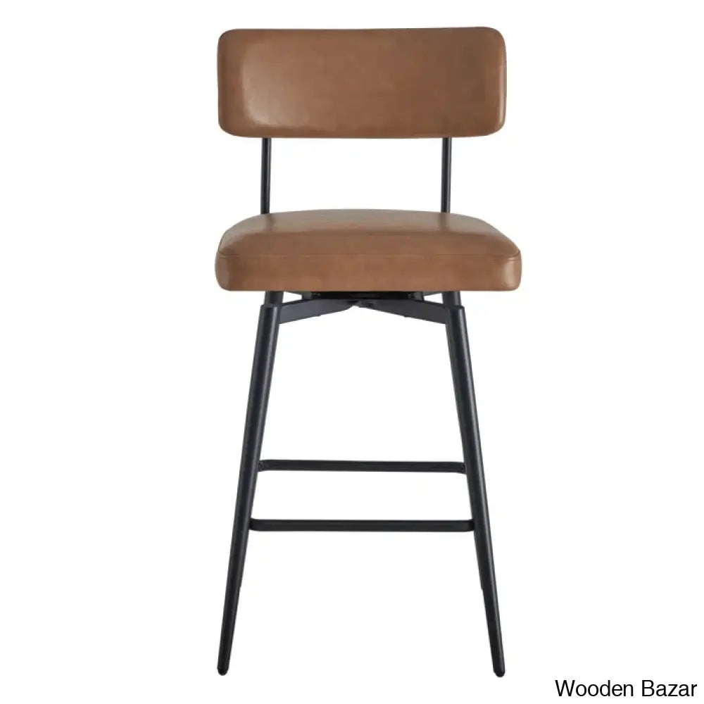 Bayardoz Swivel 27.4’’ Leather Counter And Bar Stool (Set Of 2)