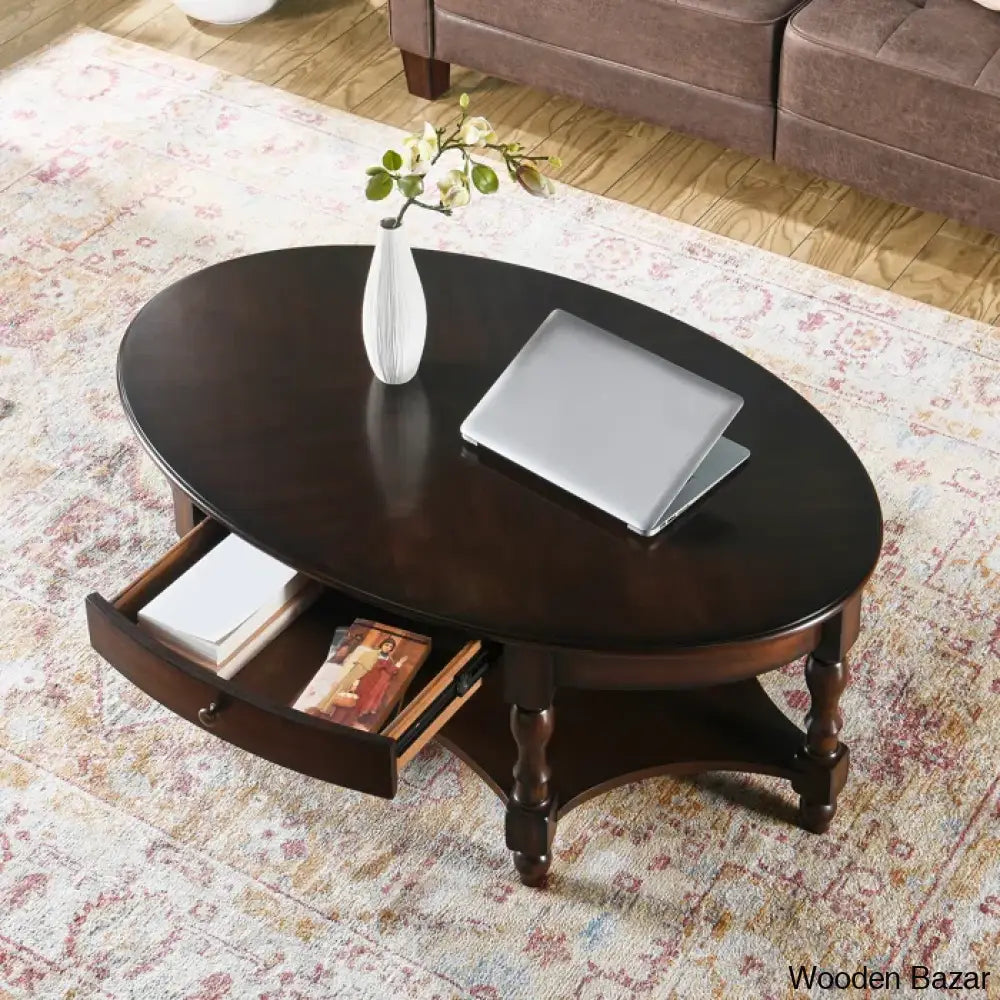 Bebi Luxury Round Coffee And Center Table - Wooden Bazar