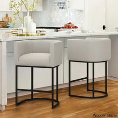 Bechtoldo Upholstered 27’’ Counter And Bar Stool (Set Of 2) Black / Light Gray