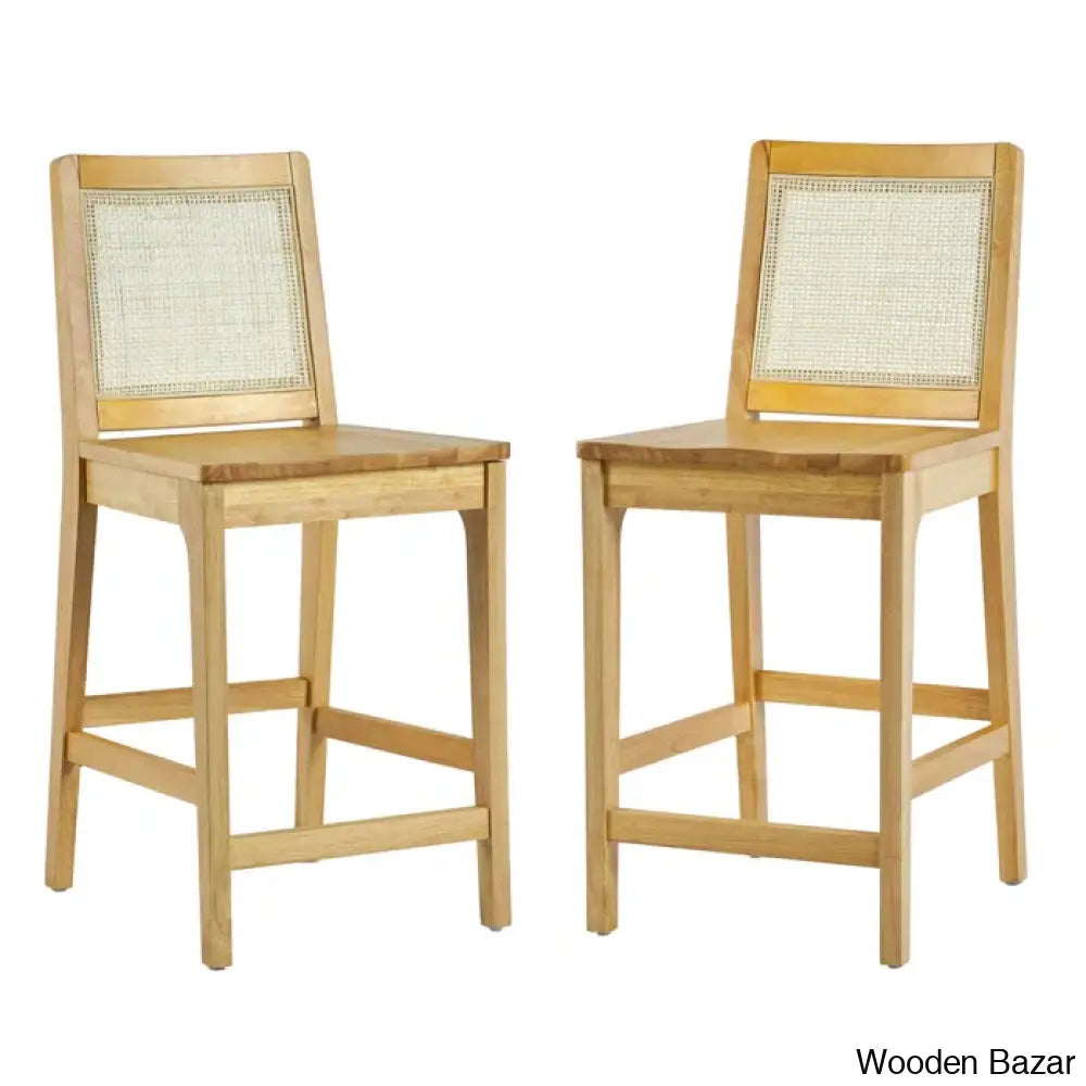 Beckwitho Swivel 24’’ Solid Wood Counter And Bar Stool (Set Of 2)