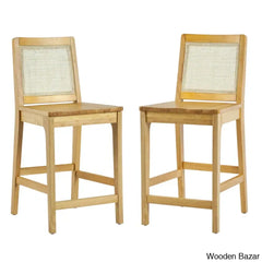 Beckwitho Swivel 24’’ Solid Wood Counter And Bar Stool (Set Of 2)