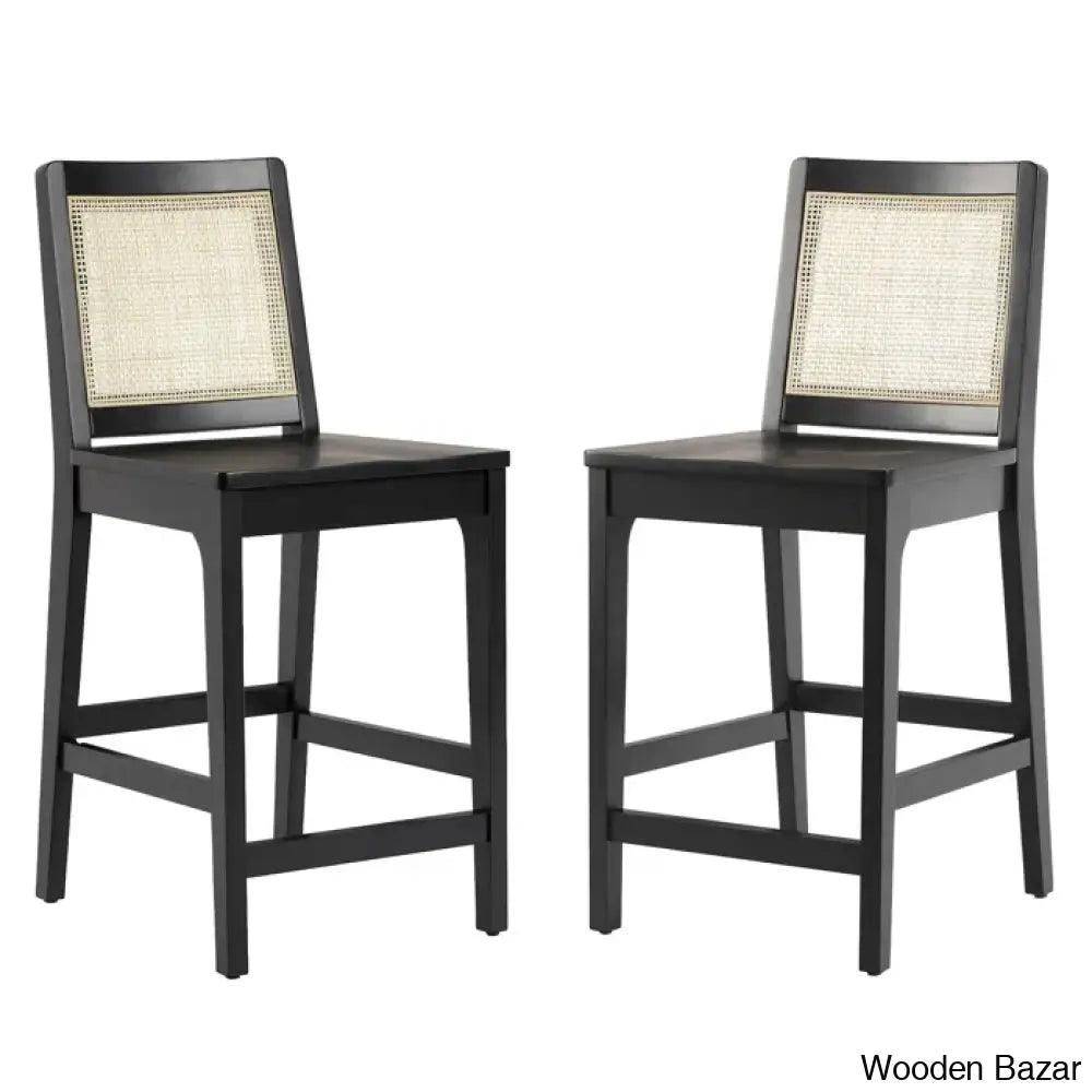 Beckwitho Swivel 24’’ Solid Wood Counter And Bar Stool (Set Of 2)