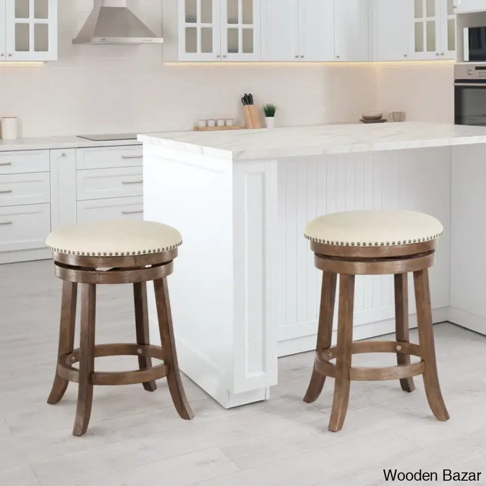 Beedley Swivel Upholstered 26’’ Counter And Bar Stool With Solid Wood Frame (Set Of 2)