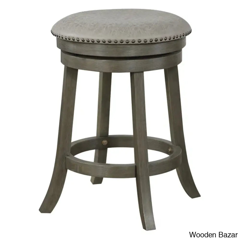 Beedley Swivel Upholstered 26’’ Counter And Bar Stool With Solid Wood Frame (Set Of 2) Antique