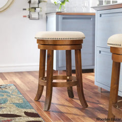 Beedley Swivel Upholstered 26’’ Counter And Bar Stool With Solid Wood Frame (Set Of 2) Burnt