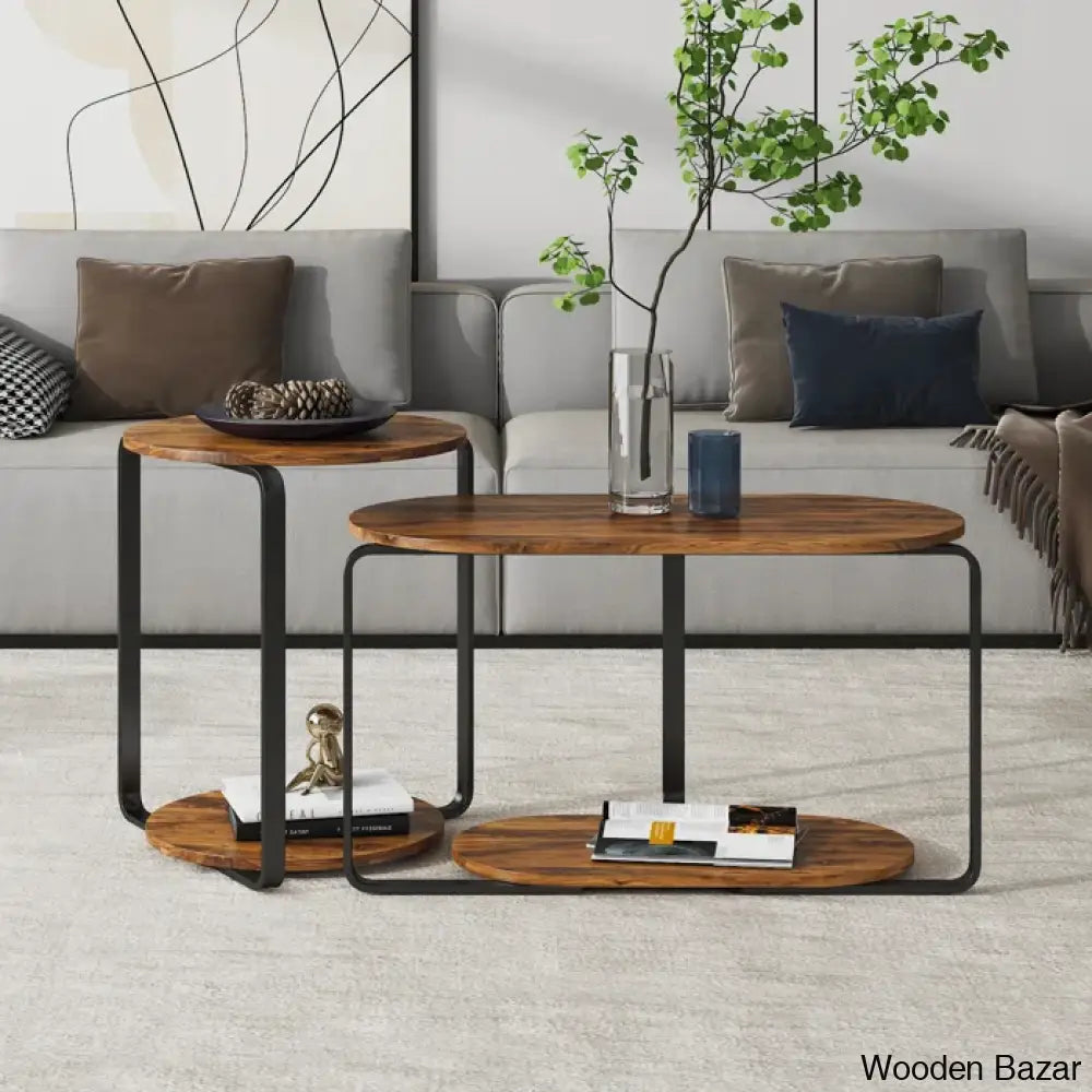 Beesonin Nesting Coffee And Center Table Brown/Black