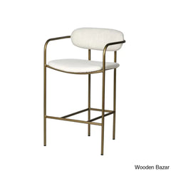 Belarusu Upholstered Counter Stool With Metal Frame Antiqued Gold / Cream (26.5’’ Seat Height)