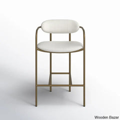 Belarusu Upholstered Counter Stool With Metal Frame Antiqued Gold / Cream Bar (30’’ Seat Height)