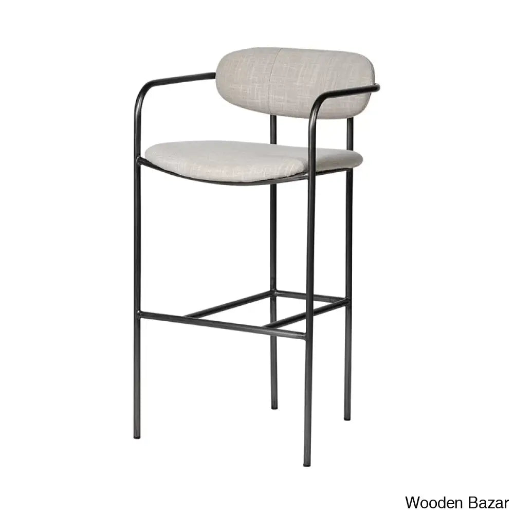 Belarusu Upholstered Counter Stool With Metal Frame Gun Gray / (26.5’’ Seat Height)