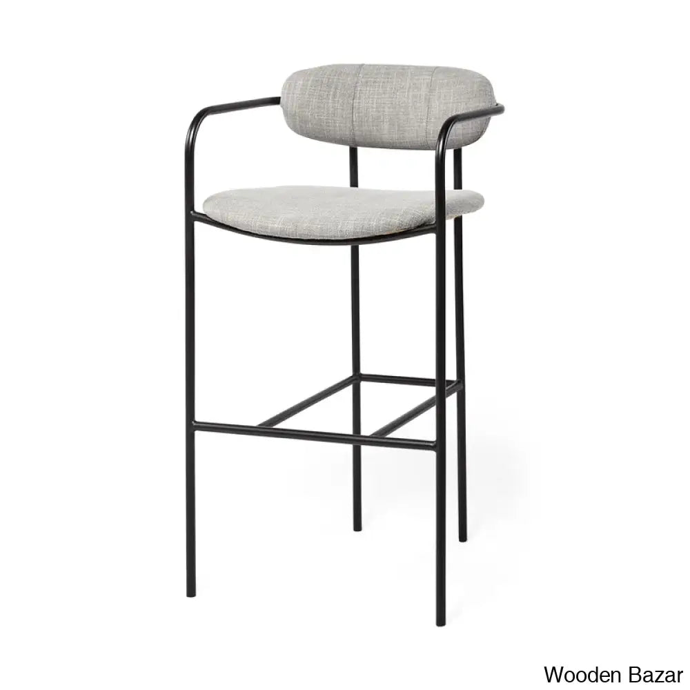 Belarusu Upholstered Counter Stool With Metal Frame Gun Gray / Bar (30’’ Seat Height)