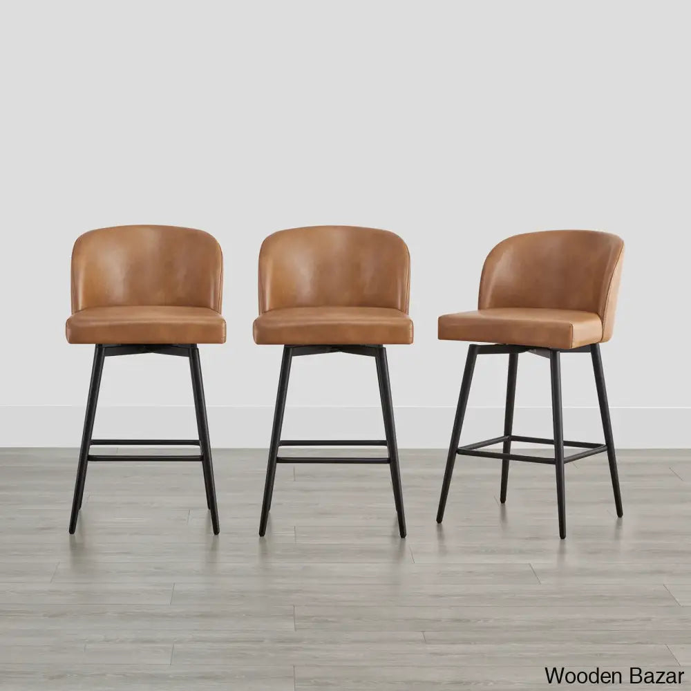 Benedito Swivel 27.1’’ Counter Stool (Set Of 3) Orange / 3 Piece