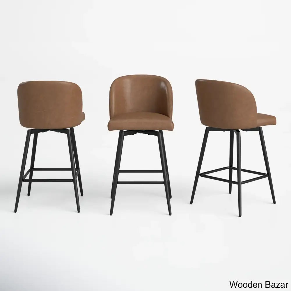 Benedito Swivel 27.1’’ Counter Stool (Set Of 3) Saddle Brown / 3 Piece