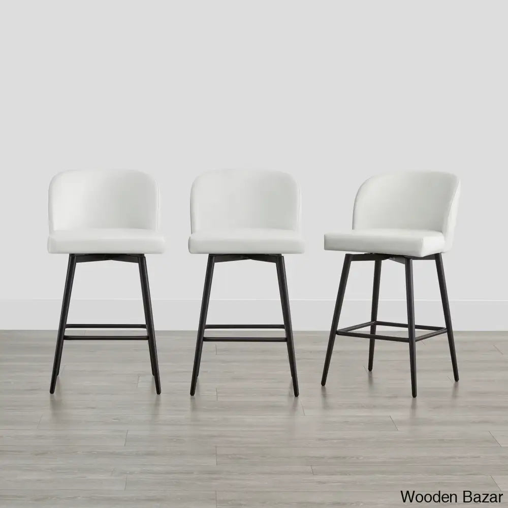 Benedito Swivel 27.1’’ Counter Stool (Set Of 3) White / 3 Piece