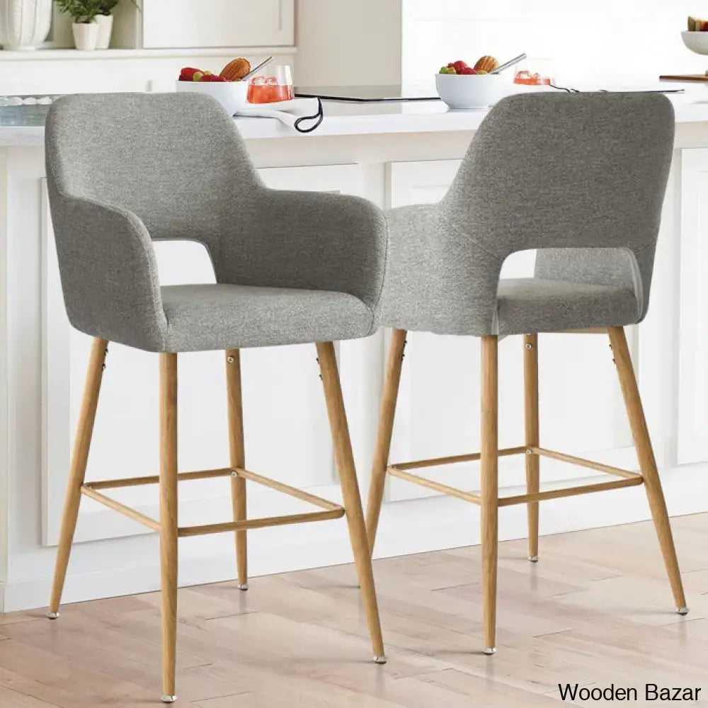 Benjaino Upholstered Counter And Bar Stool With Metal Frame (Set Of 2)