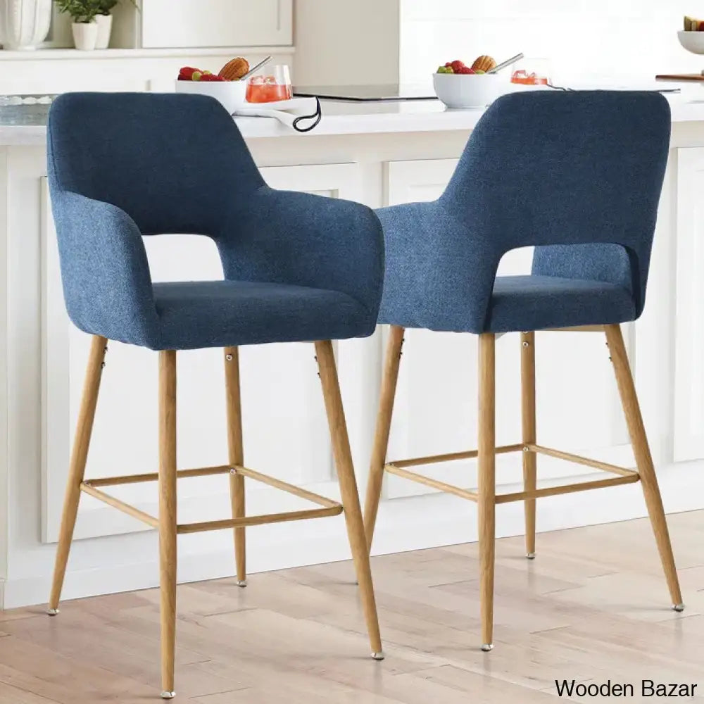 Benjaino Upholstered Counter And Bar Stool With Metal Frame (Set Of 2)