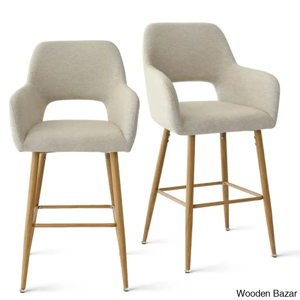 Benjaino Upholstered Counter And Bar Stool With Metal Frame (Set Of 2)