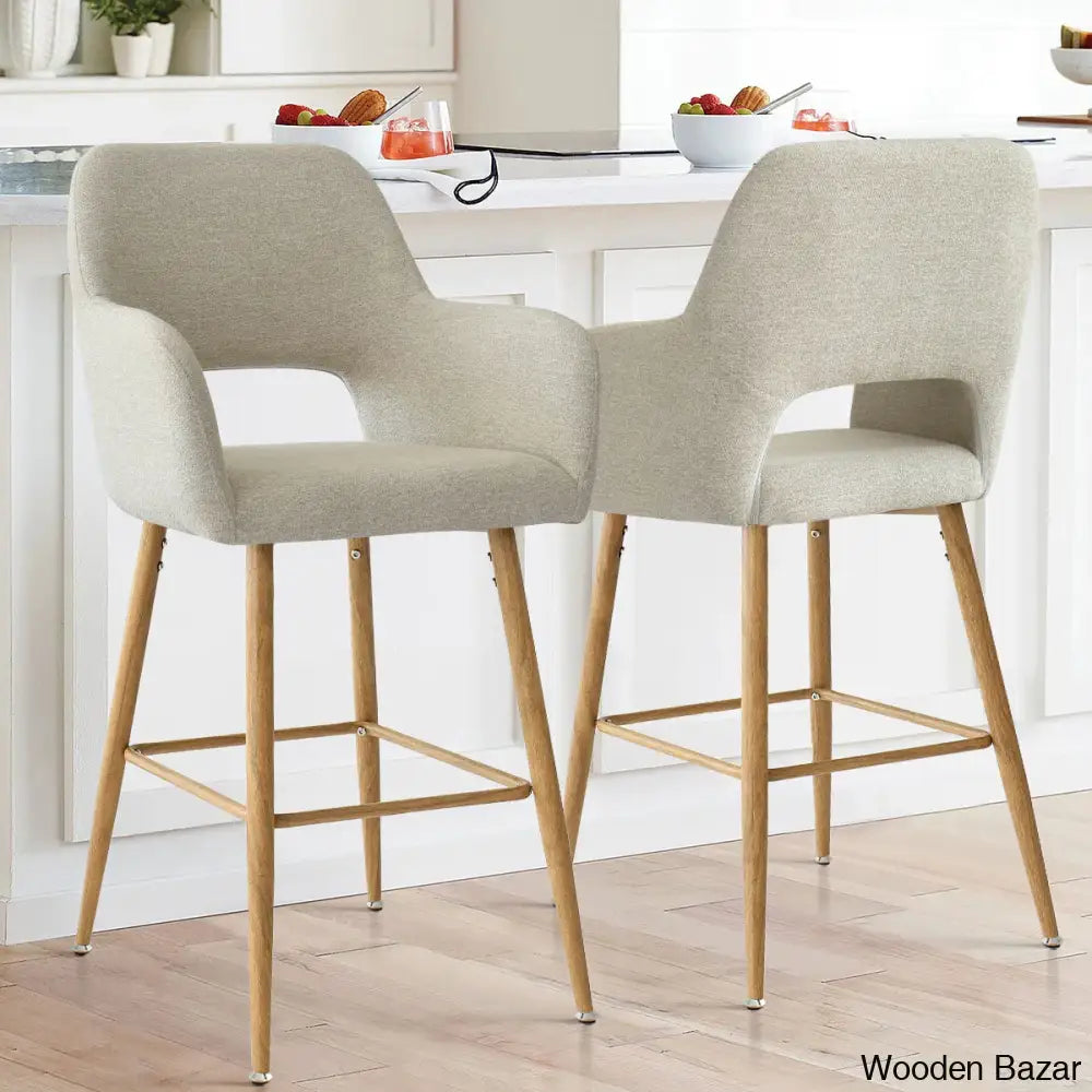 Benjaino Upholstered Counter And Bar Stool With Metal Frame (Set Of 2)