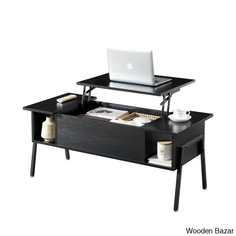 Bercky Lift Top Coffee And Center Table With Storage Shelf Hidden Compartment