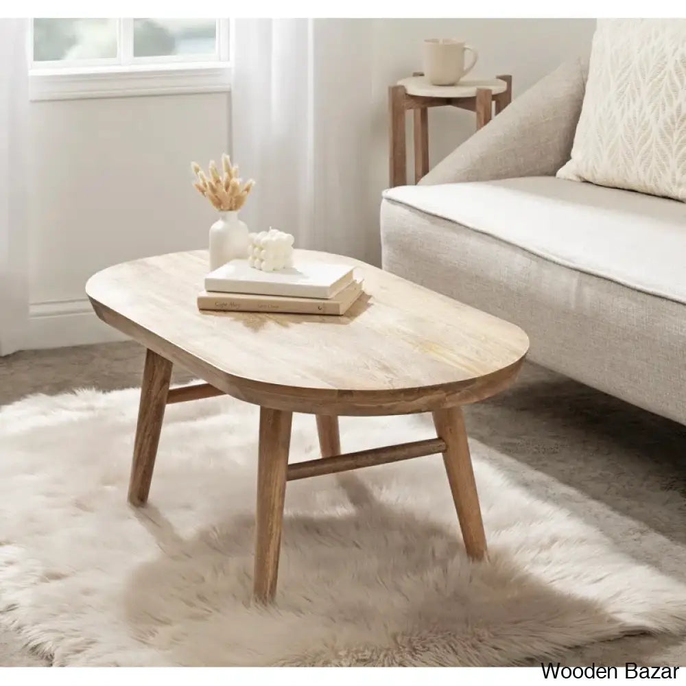 Bereniken Oval Living Room Coffee And Center Table With Tapered Legs