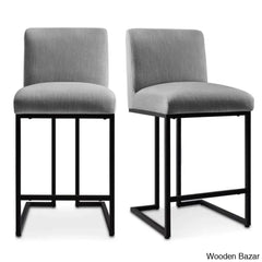 Berniciaz Upholstered 25’’ Counterstool With Metal Frame (Set Of 2) Gray