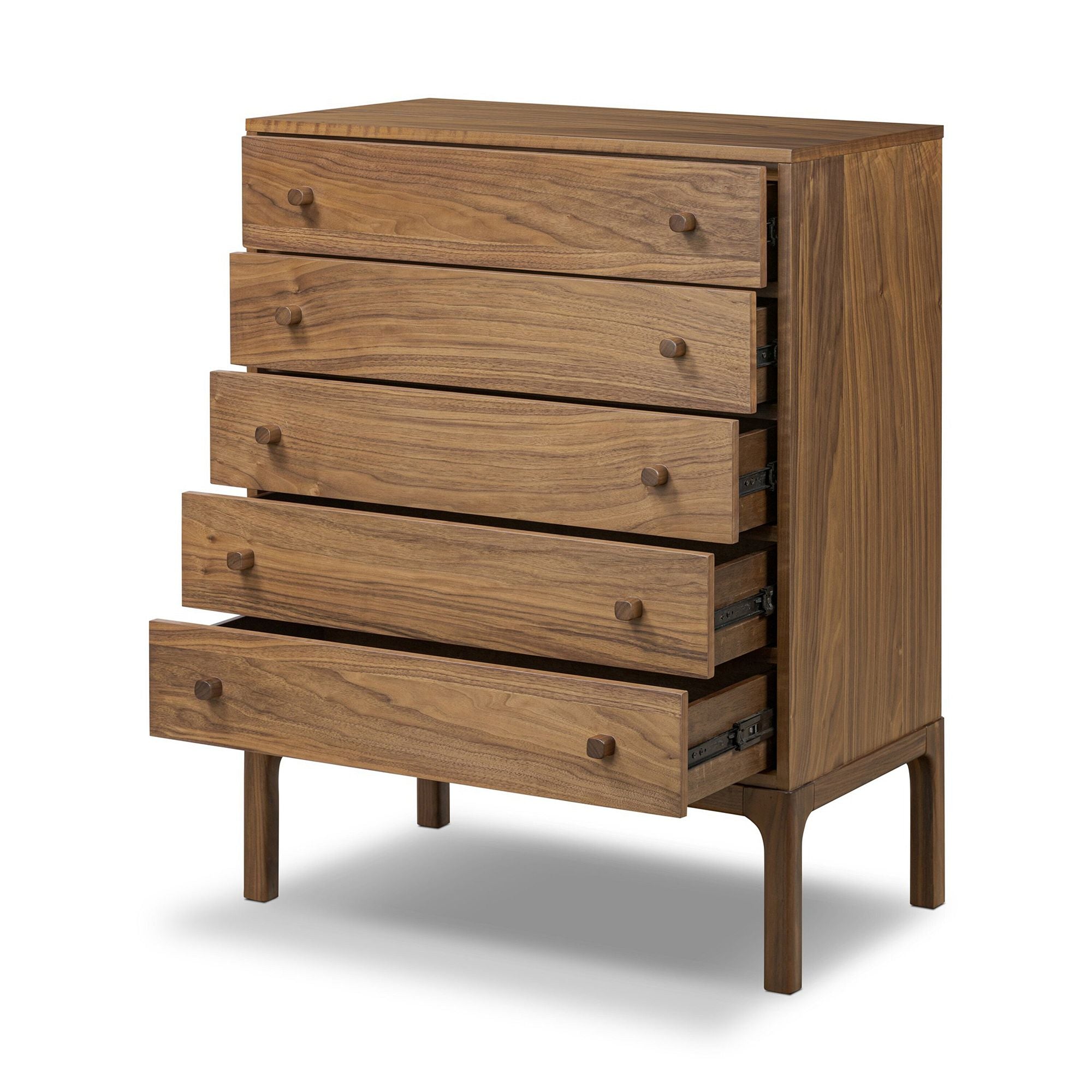 Kerrafi Walnut 5-Drawer Dresser - Wooden Bazar