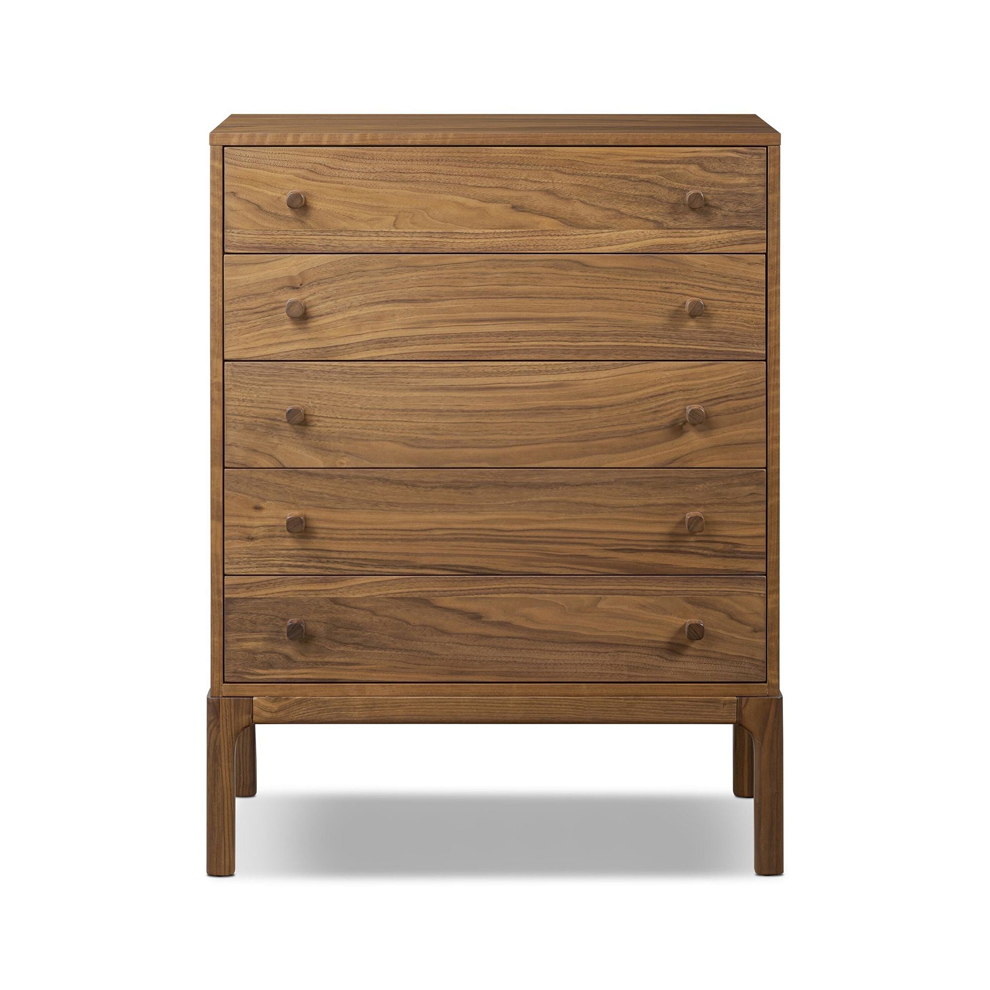 Kerrafi Walnut 5-Drawer Dresser - Wooden Bazar