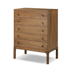 Kerrafi Walnut 5-Drawer Dresser - Wooden Bazar