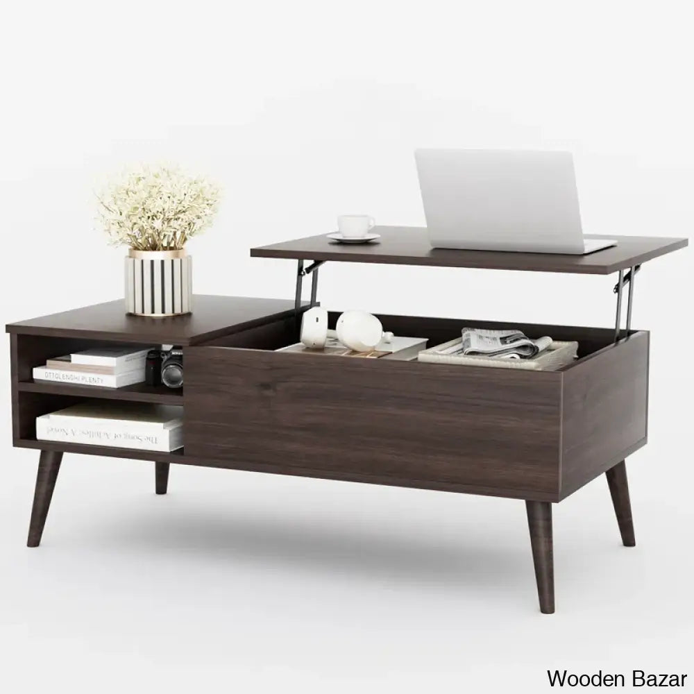 Berry Lift Top Extendable 4 Legs Coffee And Center Table With Storage