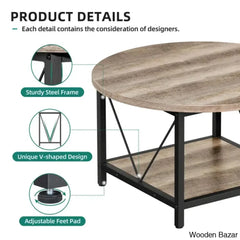 Bertrian 31’’ 4 Legs Round Coffee And Center Table With Storage For Living Room