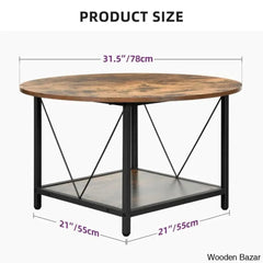 Bertrian 31’’ 4 Legs Round Coffee And Center Table With Storage For Living Room