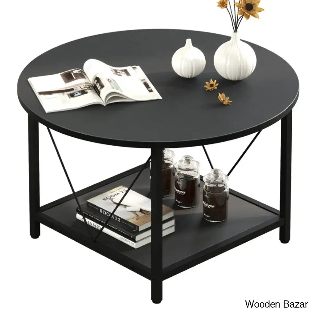 Bertrian 31’’ 4 Legs Round Coffee And Center Table With Storage For Living Room