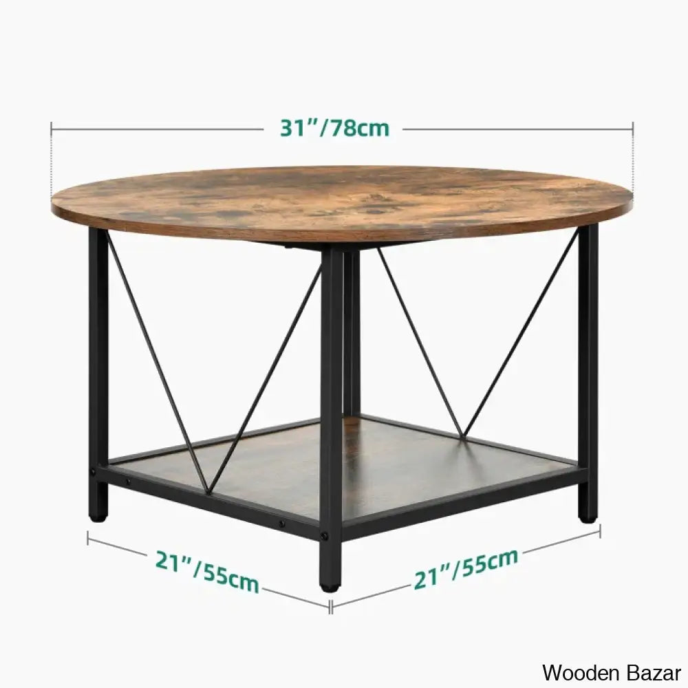 Bertrian 31’’ 4 Legs Round Coffee And Center Table With Storage For Living Room