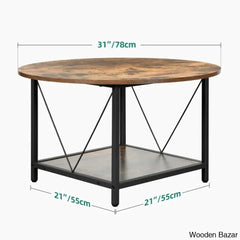 Bertrian 31’’ 4 Legs Round Coffee And Center Table With Storage For Living Room